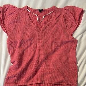 torrid Coral Pink Knit V-Neck Short Sleeve Sweater Top